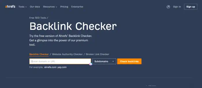 Ahref's Backlink Checker